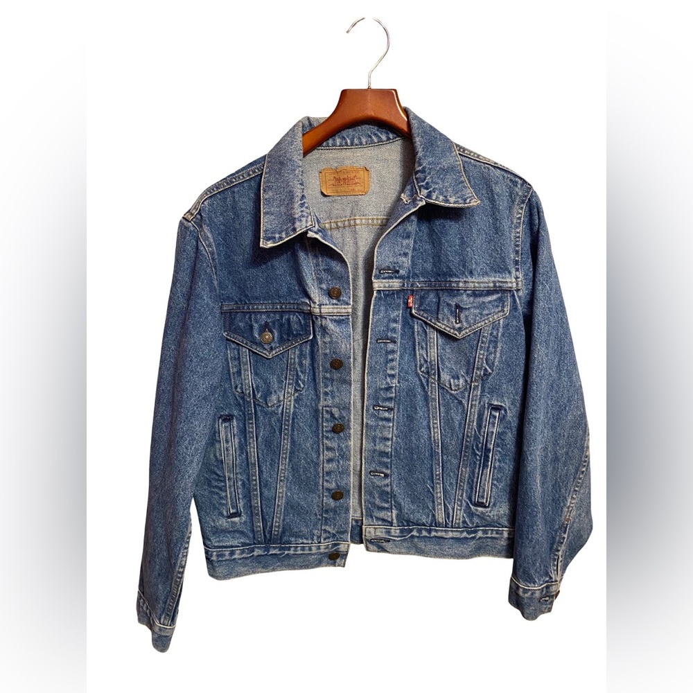 Vtg 80's Levi's 70506 Type 3 Trucker Jacket Harley Davidson Patch Size 40R USA